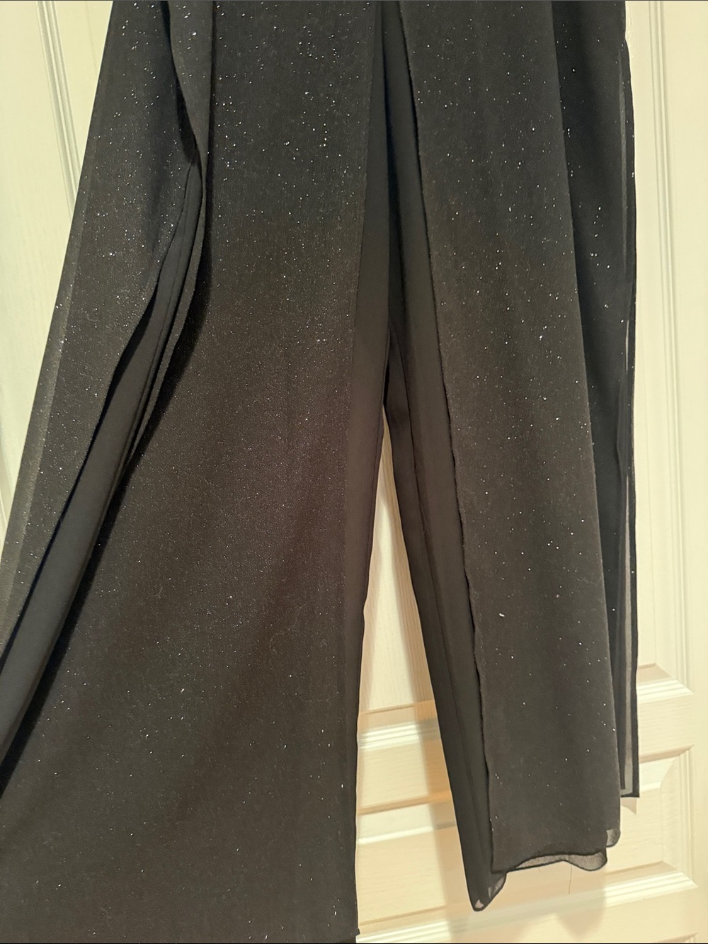Black Sparkle Wide-Leg Evening Pants/ Skirt with zipper